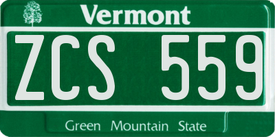 VT license plate ZCS559