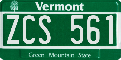 VT license plate ZCS561
