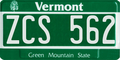 VT license plate ZCS562