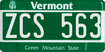 VT license plate ZCS563