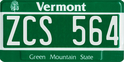 VT license plate ZCS564