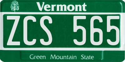 VT license plate ZCS565