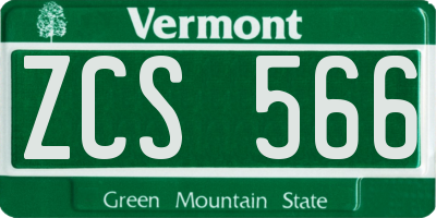 VT license plate ZCS566