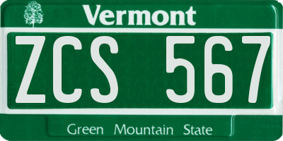 VT license plate ZCS567