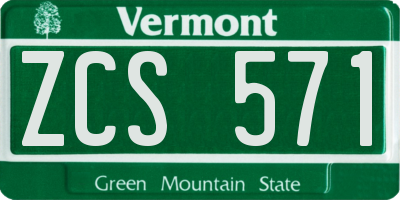 VT license plate ZCS571