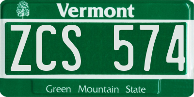 VT license plate ZCS574