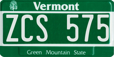 VT license plate ZCS575