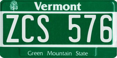 VT license plate ZCS576