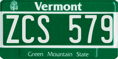 VT license plate ZCS579