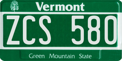 VT license plate ZCS580