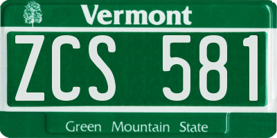 VT license plate ZCS581