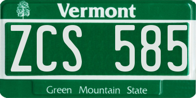 VT license plate ZCS585