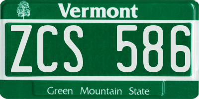 VT license plate ZCS586