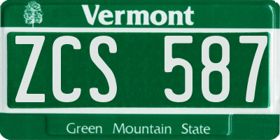 VT license plate ZCS587