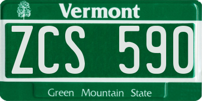 VT license plate ZCS590