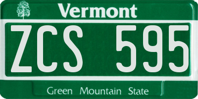 VT license plate ZCS595
