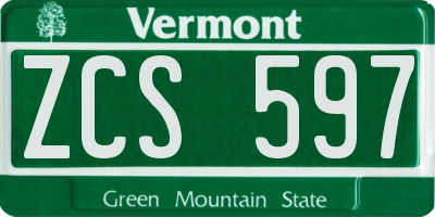 VT license plate ZCS597