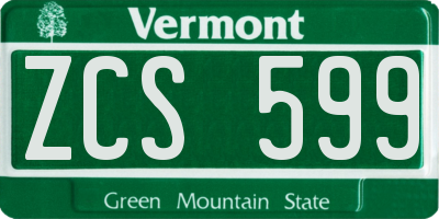 VT license plate ZCS599