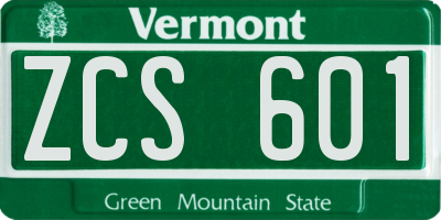 VT license plate ZCS601