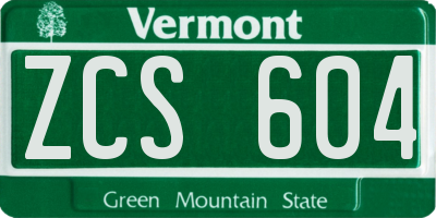 VT license plate ZCS604