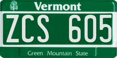 VT license plate ZCS605