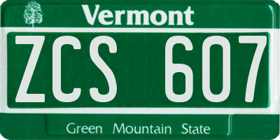 VT license plate ZCS607