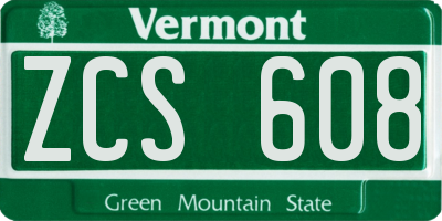 VT license plate ZCS608