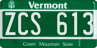 VT license plate ZCS613
