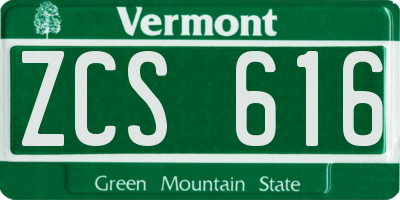 VT license plate ZCS616