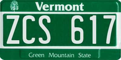 VT license plate ZCS617