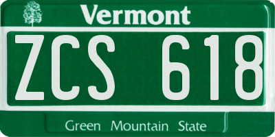 VT license plate ZCS618