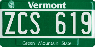 VT license plate ZCS619