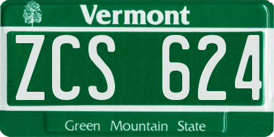 VT license plate ZCS624