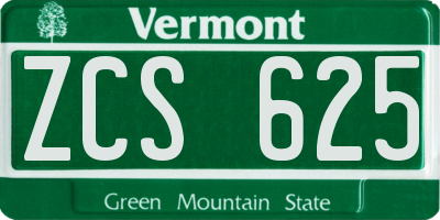 VT license plate ZCS625