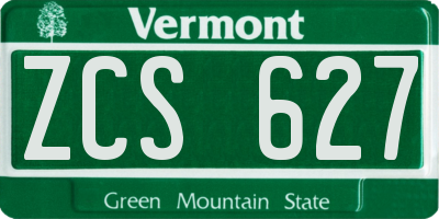 VT license plate ZCS627