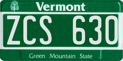VT license plate ZCS630