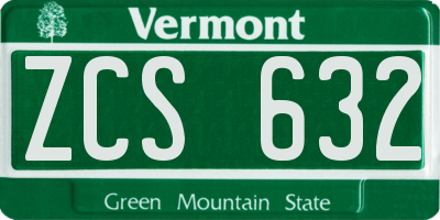 VT license plate ZCS632