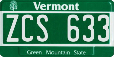 VT license plate ZCS633