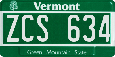 VT license plate ZCS634