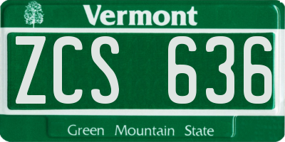 VT license plate ZCS636