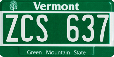 VT license plate ZCS637
