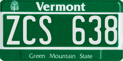 VT license plate ZCS638