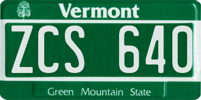 VT license plate ZCS640