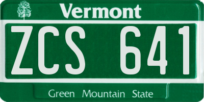 VT license plate ZCS641