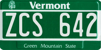 VT license plate ZCS642
