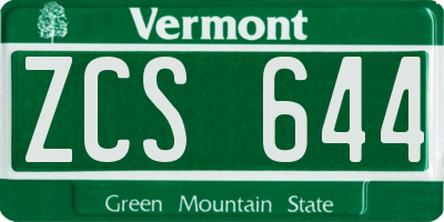 VT license plate ZCS644