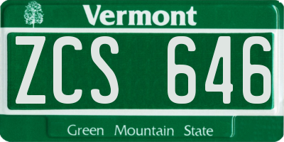 VT license plate ZCS646