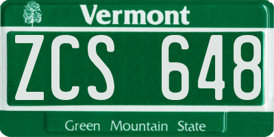 VT license plate ZCS648