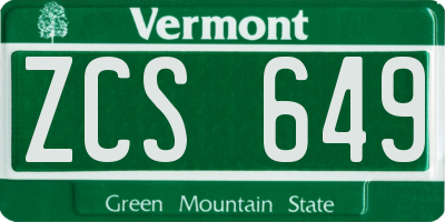 VT license plate ZCS649