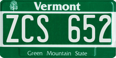 VT license plate ZCS652